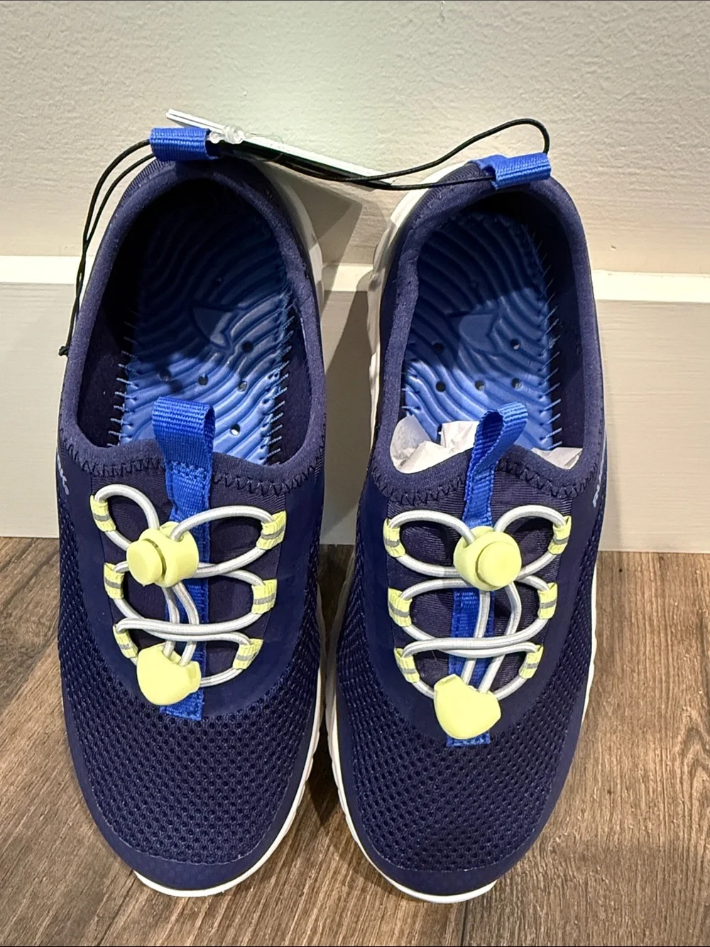 Rugged Shark Kids Navy Blue Water Shoes with Yellow Accents